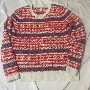 Loft Sweater Wool Fair Isle Striped Knit Fall Winter Cozy Boho Colorful Size M